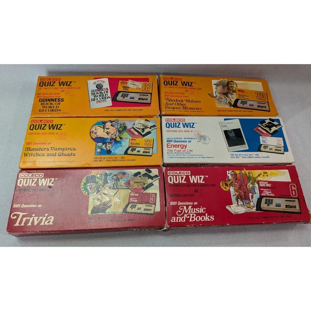 Coleco Quiz Wiz Challenger Console 7 Game Cartridge Bundle Vintage 1980s Good